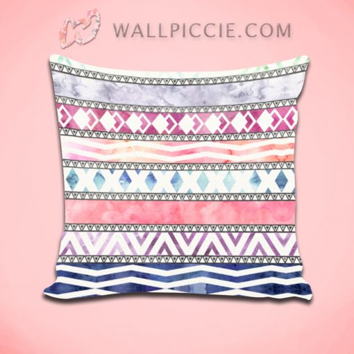 Bright Pastel Girly Aztec Pattern Decorative Throw Pillow Cover