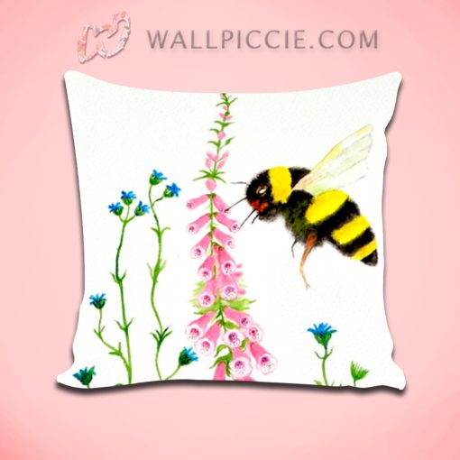 Bumble Bee And Foxglove Summer Decorative Pillow Cover