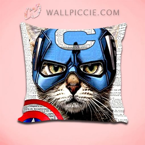 Captain Cat America Throw Pillow Cover