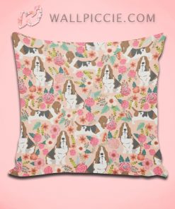Cute Dog Floral Pattern Decorative Pillow Cover