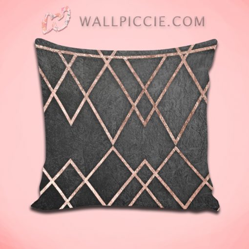 Elegant Faux Rose Gold Geometric Decorative Pillow Cover