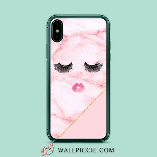 Eyelashes Girly Mascara Marble Pink iPhone Xr Case