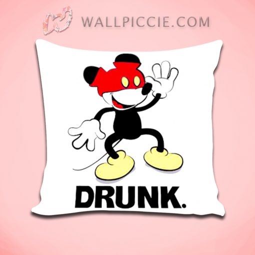 Funny Mickey Mouse Drunk Decorative Pillow Cover