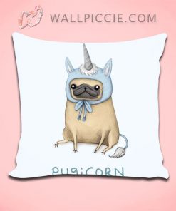 Funny Pugicorn Unicorn Inspired Throw Pillow Cover