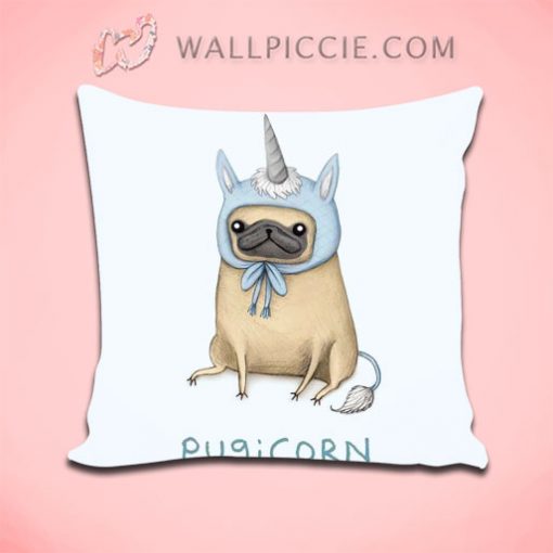 Funny Pugicorn Unicorn Inspired Throw Pillow Cover
