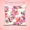Girly Floral Pink Mint Green Decorative Throw Pillow Cover