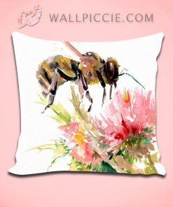 Honey Bee Floral Decorative Pillow Cover