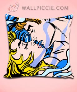 Man Girl Kiss Pop Art Decorative Pillow Cover