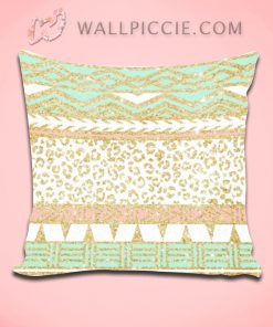 Modern Pastel Pink Mint Green Gold Decorative Throw Pillow Cover