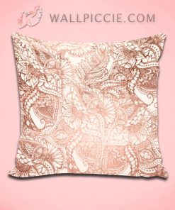 Modern Rose Gold Floral Illustration Decorative Pillow Cover