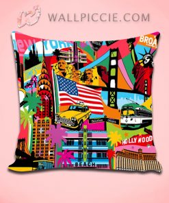 New York Hollywood Pop Art Decorative Pillow Cover