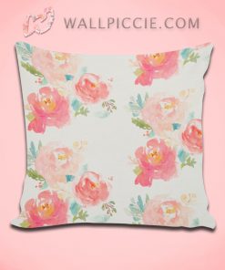 Peonies Summer Bouquet Watercolor Decorative Pillow Cover