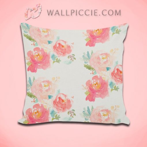 Peonies Summer Bouquet Watercolor Decorative Pillow Cover