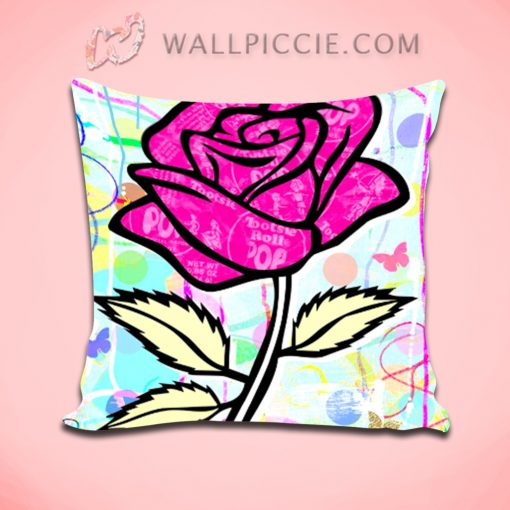 Pink Rose Pop Art Decorative Pillow Cover