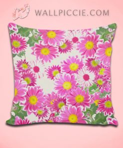 Pink White Daisies Floral Decorative Pillow Cover