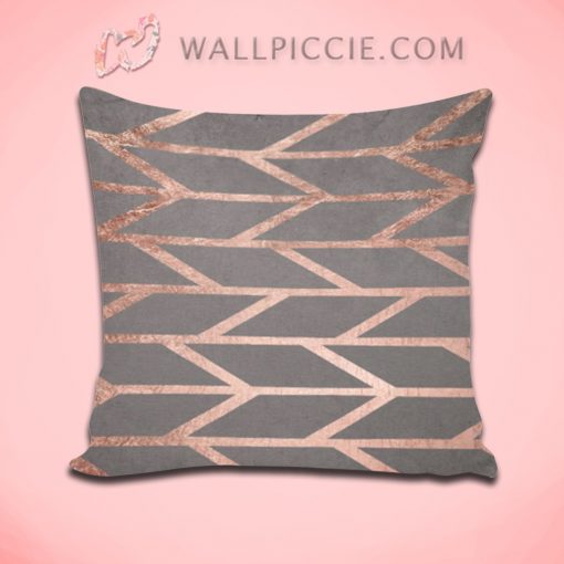 Rose Gold Chevron Stripes Geometric Decorative Pillow Cover