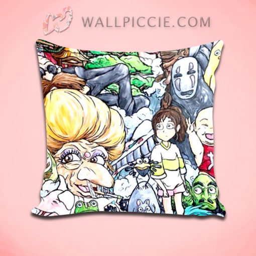 Spirited Away Anime All Character Decorative Pillow Cover
