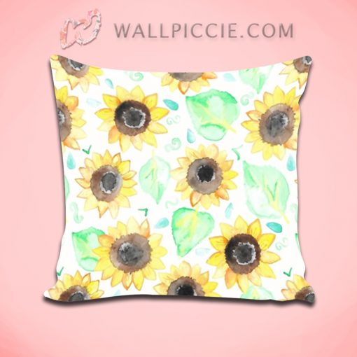Summer Sunflower Watercolor Decorative Pillow Cover