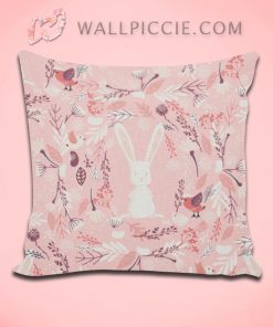 Sweet Bunny Pink Floral Nursery Decorative Pillow Cover