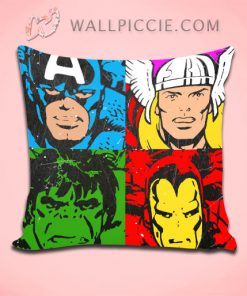 Vintage Captain America Avengers All Character Throw Pillow Cover