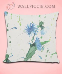 Watercolor Cornflowers Splashes Decorative Pillow Cover