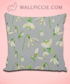 Watercolor Snowdrops Pattern Decorative Pillow Cover