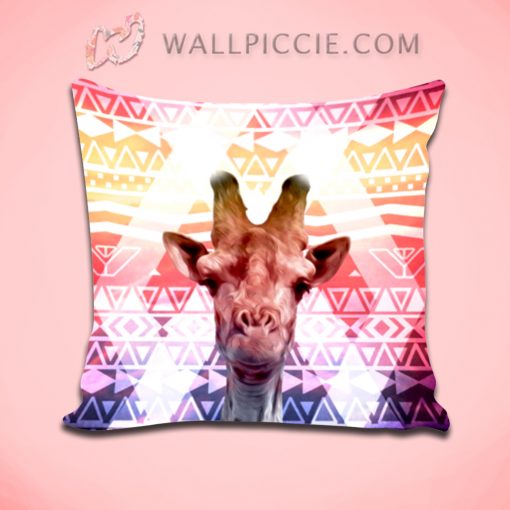 Whimsical Giraffe Tribal Aztec Decorative Throw Pillow Cover