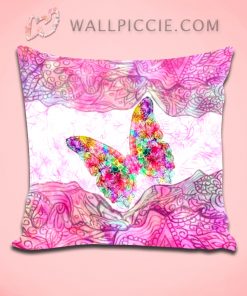 Whimsical Pink Watercolor Paisley Butterfly Decorative Pillow Cover