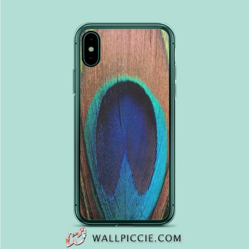 Copper Teal Blue Peacock Feather iPhone XR Case