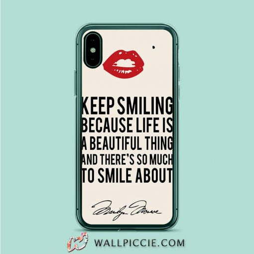Marilyn Monroe Smile Quote iPhone XR Case