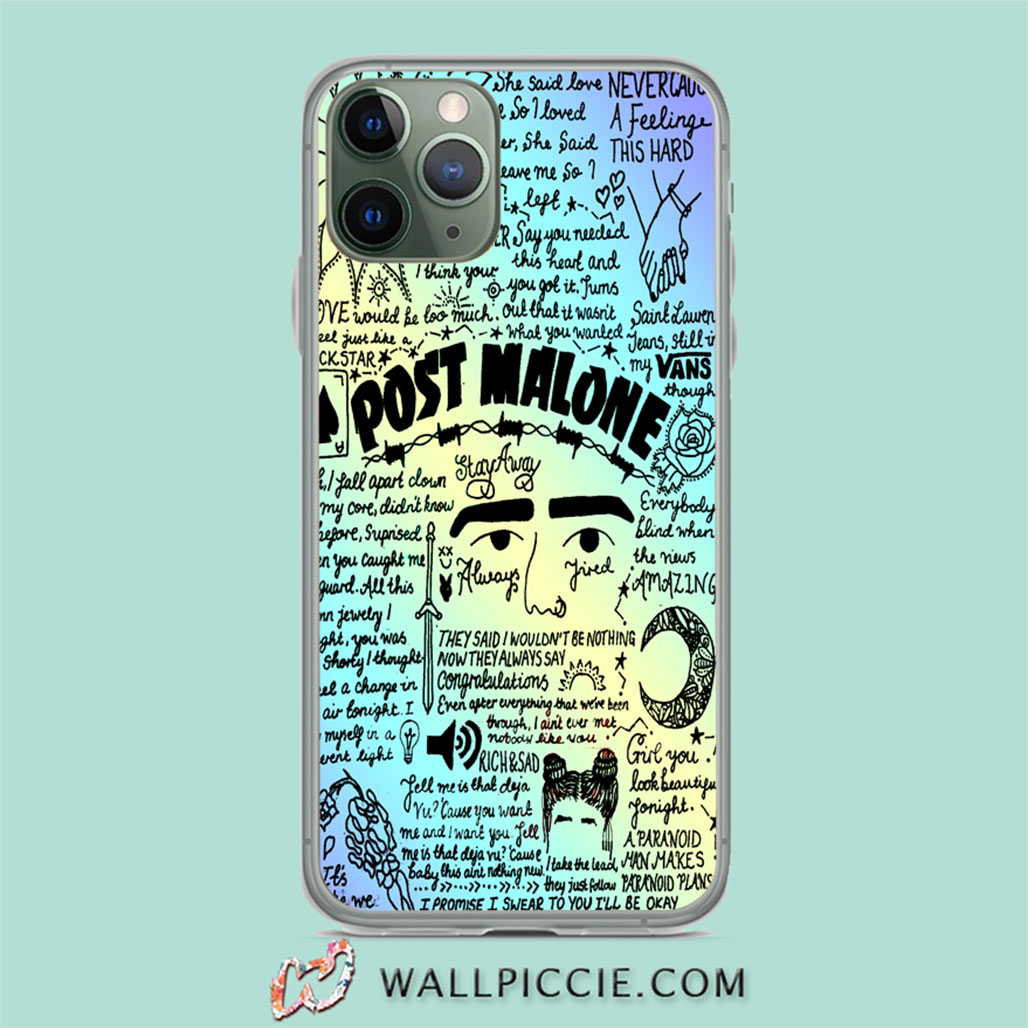 Post Malone Rainbow Lyrics Collage Iphone 11 Case Custom Phone Cases